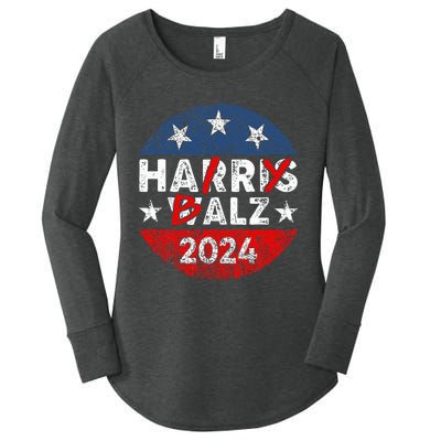 Funny Harris Walz 24 Hairy Balz 2024 Democratics Vote Women's Perfect Tri Tunic Long Sleeve Shirt