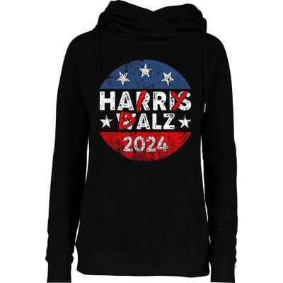 Funny Harris Walz 24 Hairy Balz 2024 Democratics Vote Womens Funnel Neck Pullover Hood