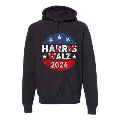 Funny Harris Walz 24 Hairy Balz 2024 Democratics Vote Premium Hoodie