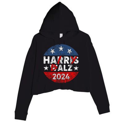 Funny Harris Walz 24 Hairy Balz 2024 Democratics Vote Crop Fleece Hoodie