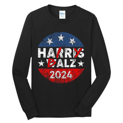 Funny Harris Walz 24 Hairy Balz 2024 Democratics Vote Tall Long Sleeve T-Shirt