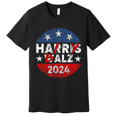 Funny Harris Walz 24 Hairy Balz 2024 Democratics Vote Premium T-Shirt