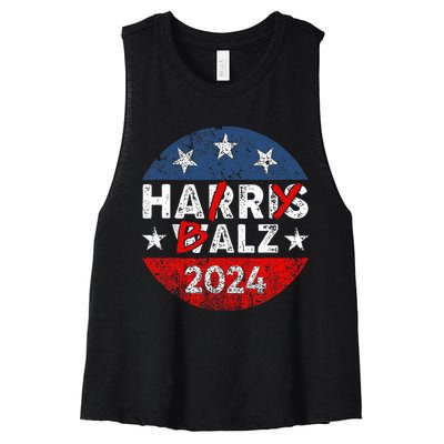 Funny Harris Walz 24 Hairy Balz 2024 Democratics Vote Women's Racerback Cropped Tank