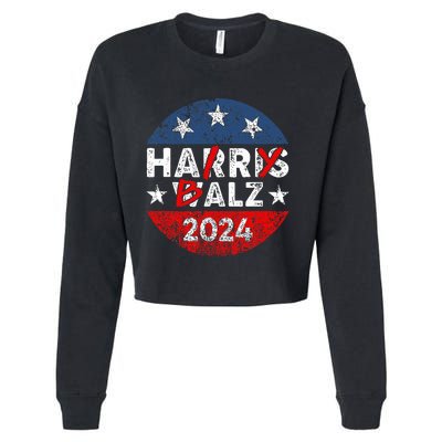 Funny Harris Walz 24 Hairy Balz 2024 Democratics Vote Cropped Pullover Crew