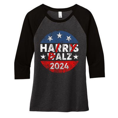 Funny Harris Walz 24 Hairy Balz 2024 Democratics Vote Women's Tri-Blend 3/4-Sleeve Raglan Shirt