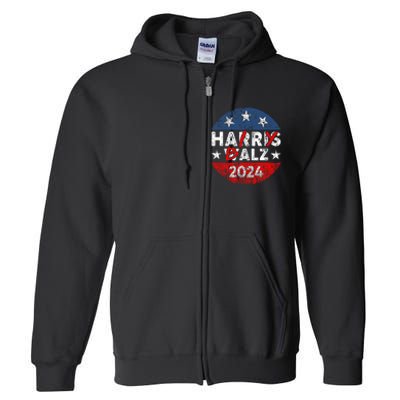 Funny Harris Walz 24 Hairy Balz 2024 Democratics Vote Full Zip Hoodie