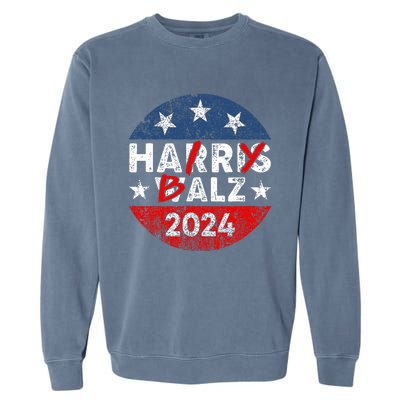 Funny Harris Walz 24 Hairy Balz 2024 Democratics Vote Garment-Dyed Sweatshirt