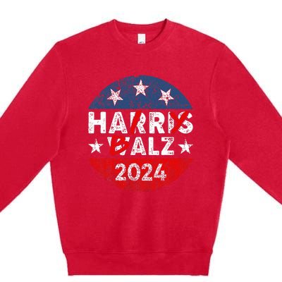 Funny Harris Walz 24 Hairy Balz 2024 Democratics Vote Premium Crewneck Sweatshirt