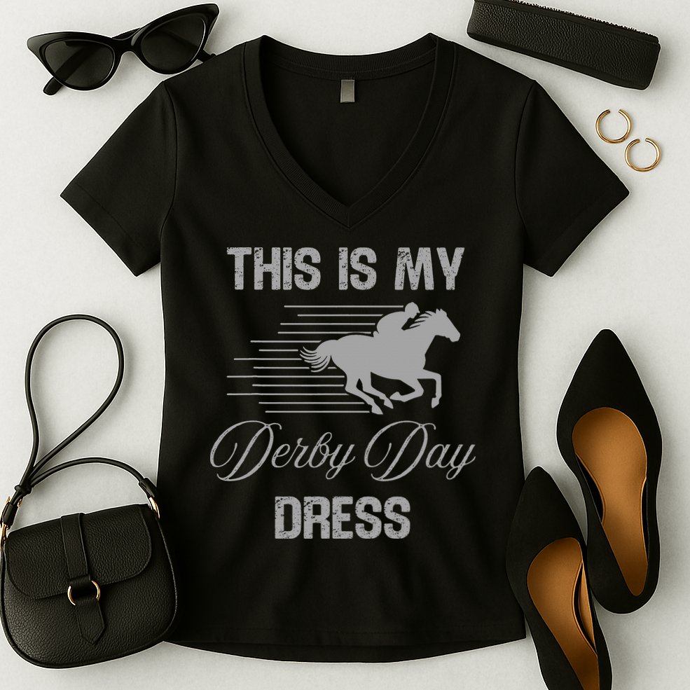 Fancy Hats Women This Is My Derby Day Dress Funny Women's V-Neck T-Shirt