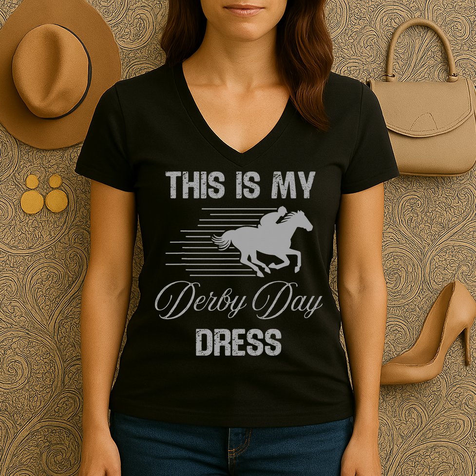 Fancy Hats Women This Is My Derby Day Dress Funny Women's V-Neck T-Shirt