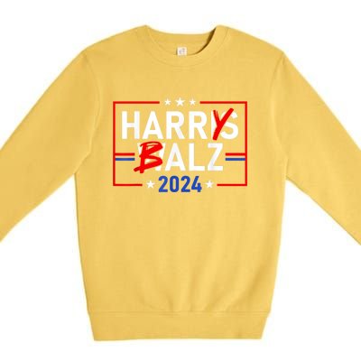 Funny Harris Walz 24 Harry Balz 2024 Meme Democratics Vote Premium Crewneck Sweatshirt