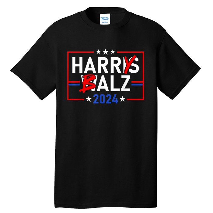 Funny Harris Walz 24 Harry Balz 2024 Meme Democratics Vote Tall T-Shirt