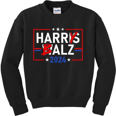 Funny Harris Walz 24 Harry Balz 2024 Meme Democratics Vote Kids Sweatshirt