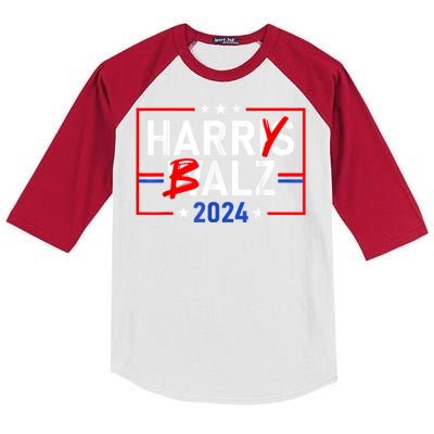 Funny Harris Walz 24 Harry Balz 2024 Meme Democratics Vote Kids Colorblock Raglan Jersey