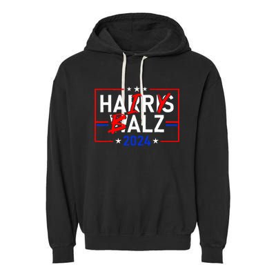 Funny Harris Walz 24 Hairy Balz 2024 Meme Democratics Vote Garment-Dyed Fleece Hoodie