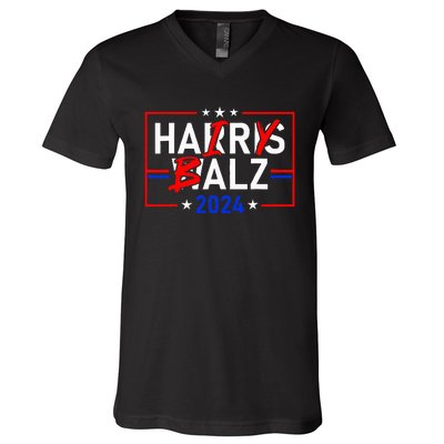 Funny Harris Walz 24 Hairy Balz 2024 Meme Democratics Vote V-Neck T-Shirt