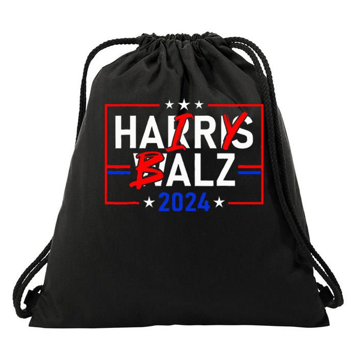 Funny Harris Walz 24 Hairy Balz 2024 Meme Democratics Vote Drawstring Bag