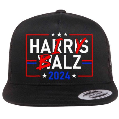 Funny Harris Walz 24 Hairy Balz 2024 Meme Democratics Vote Flat Bill Trucker Hat