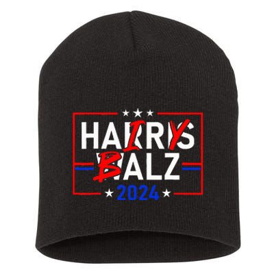 Funny Harris Walz 24 Hairy Balz 2024 Meme Democratics Vote Short Acrylic Beanie