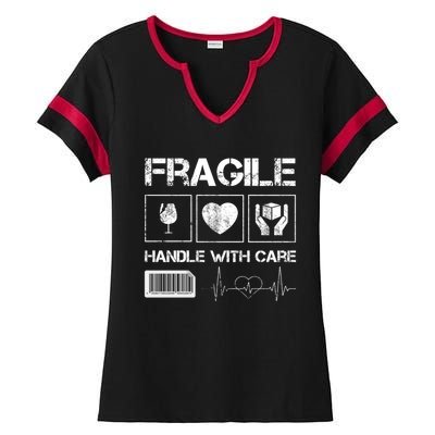 Fragile Handle With Care Graphic Tees And Cool Designs Fun Funny Gift Ladies Halftime Notch Neck Tee