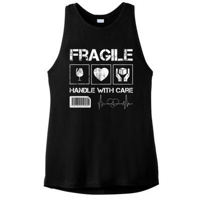 Fragile Handle With Care Graphic Tees And Cool Designs Fun Funny Gift Ladies PosiCharge Tri-Blend Wicking Tank