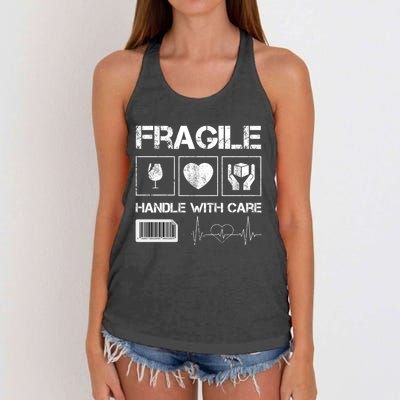 Fragile Handle With Care Graphic Tees And Cool Designs Fun Funny Gift Women's Knotted Racerback Tank