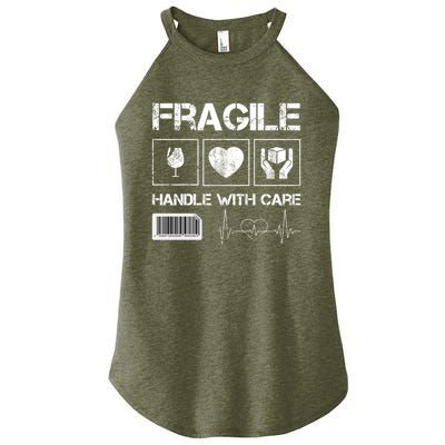 Fragile Handle With Care Graphic Tees And Cool Designs Fun Funny Gift Women's Perfect Tri Rocker Tank