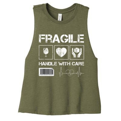 Fragile Handle With Care Graphic Tees And Cool Designs Fun Funny Gift Women's Racerback Cropped Tank