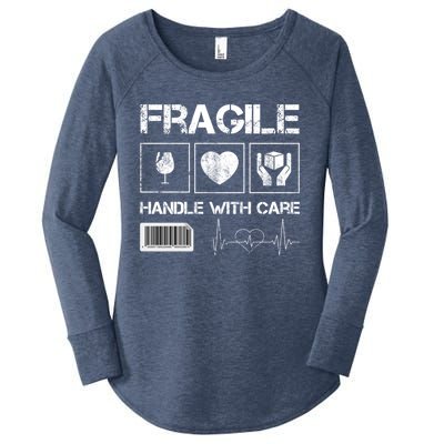 Fragile Handle With Care Graphic Tees And Cool Designs Fun Funny Gift Women's Perfect Tri Tunic Long Sleeve Shirt