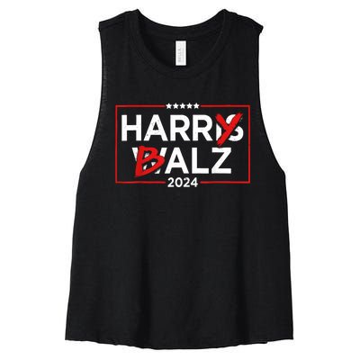 Funny Harris Walz 24 Harry Balz 2024 Meme Democratics Vote Women's Racerback Cropped Tank