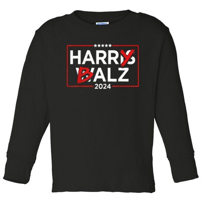 Funny Harris Walz 24 Harry Balz 2024 Meme Democratics Vote Toddler Long Sleeve Shirt