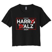 Funny Harris Walz 24 Harry Balz 2024 Meme Democratics Vote Women's Crop Top Tee