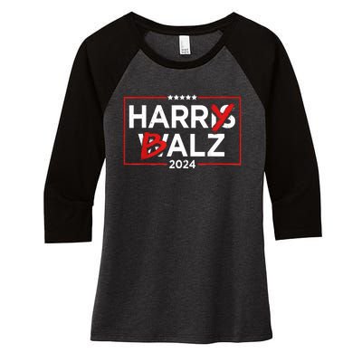 Funny Harris Walz 24 Harry Balz 2024 Meme Democratics Vote Women's Tri-Blend 3/4-Sleeve Raglan Shirt