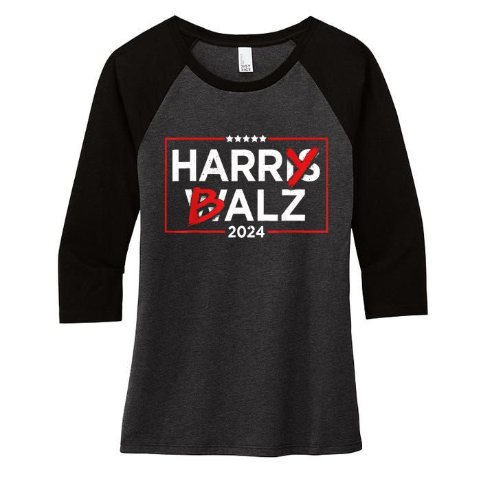 Funny Harris Walz 24 Harry Balz 2024 Meme Democratics Vote Women's Tri-Blend 3/4-Sleeve Raglan Shirt