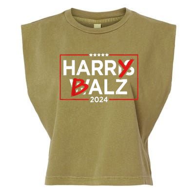 Funny Harris Walz 24 Harry Balz 2024 Meme Democratics Vote Garment-Dyed Women's Muscle Tee