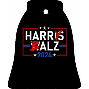 Funny Harris Walz 24 Harry Balz 2024 Meme Democratics Vote Ceramic Bell Ornament