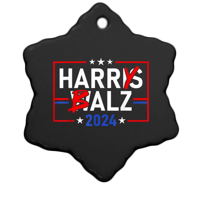 Funny Harris Walz 24 Harry Balz 2024 Meme Democratics Vote Ceramic Star Ornament