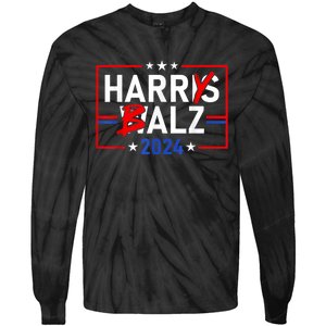 Funny Harris Walz 24 Harry Balz 2024 Meme Democratics Vote Tie-Dye Long Sleeve Shirt