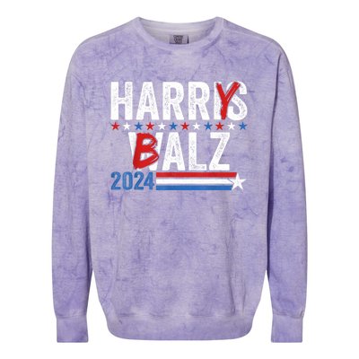 Funny Harris Walz 24 Harry Balz 2024 Meme Democratics Vote Colorblast Crewneck Sweatshirt