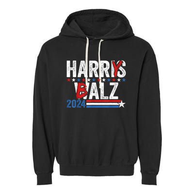 Funny Harris Walz 24 Harry Balz 2024 Meme Democratics Vote Garment-Dyed Fleece Hoodie