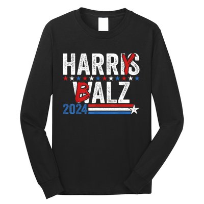 Funny Harris Walz 24 Harry Balz 2024 Meme Democratics Vote Long Sleeve Shirt