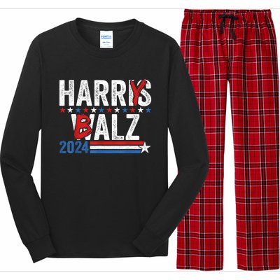 Funny Harris Walz 24 Harry Balz 2024 Meme Democratics Vote Long Sleeve Pajama Set