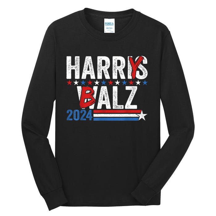 Funny Harris Walz 24 Harry Balz 2024 Meme Democratics Vote Tall Long Sleeve T-Shirt