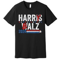 Funny Harris Walz 24 Harry Balz 2024 Meme Democratics Vote Premium T-Shirt