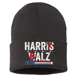 Funny Harris Walz 24 Harry Balz 2024 Meme Democratics Vote Sustainable Knit Beanie