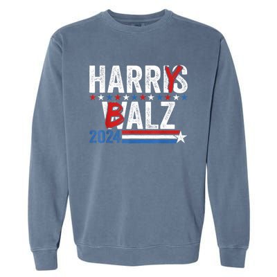 Funny Harris Walz 24 Harry Balz 2024 Meme Democratics Vote Garment-Dyed Sweatshirt