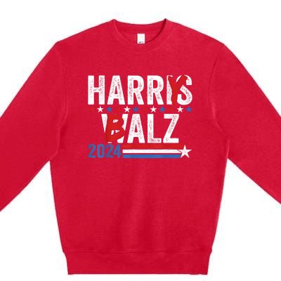 Funny Harris Walz 24 Harry Balz 2024 Meme Democratics Vote Premium Crewneck Sweatshirt