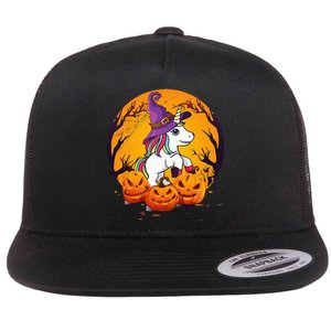 Fun Halloween Witchy Unicorn Halloween Flat Bill Trucker Hat