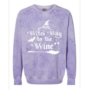 Funny Halloween Witch Way To The Wine Gift Colorblast Crewneck Sweatshirt