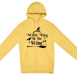 Funny Halloween Witch Way To The Wine Gift Premium Pullover Hoodie